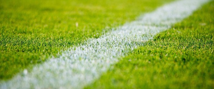 Mown grass on a marked sports pitch