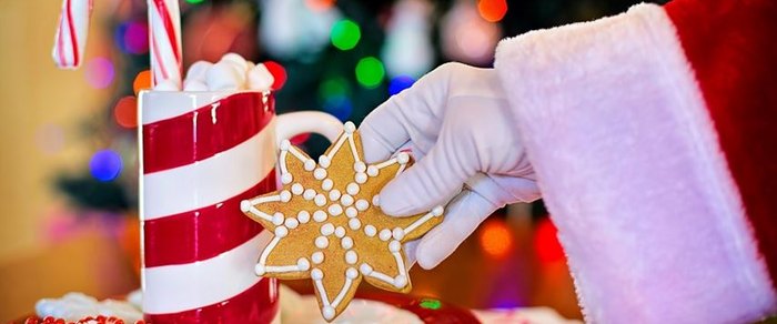 A close view of Christmas decorations