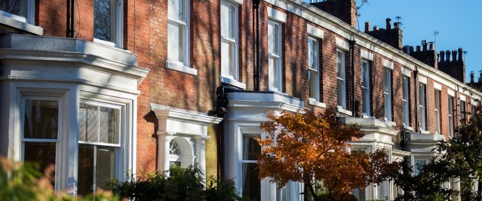 A row of terraced houses on a Preston street